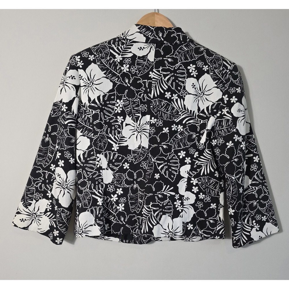 Croft & Barrow Black White Floral Blazer Jacket Cotton Stretch Size S 98% Cotton - Picture 3 of 11